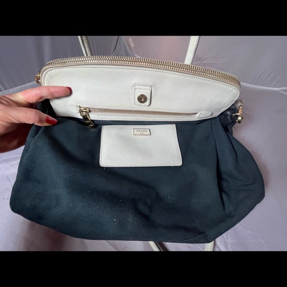 Prada Canapa Saffino Leather Large Tote with Strap - Picture 15 of 16